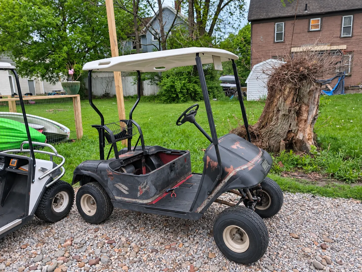Old EZGO golf cart before restoration